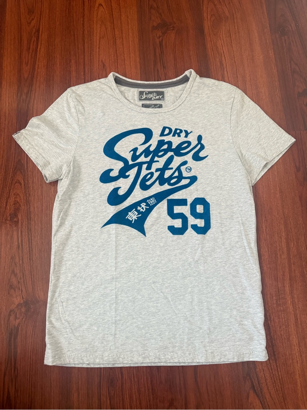 Superdry 'Super Jets' Graphic Tee - Light Gray & Blue